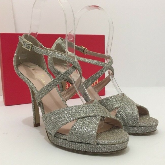 🆕 Kate Spade Silver Glitter Heels Sandals 6 M - Picture 2 of 7